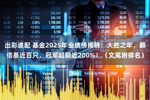 出彩速配 基金2025年业绩榜揭晓：大胜之年，翻倍基近百只，冠军超额近200%！（文尾附排名）