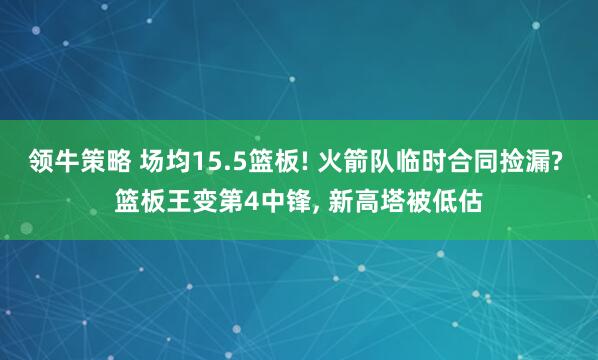 领牛策略 场均15.5篮板! 火箭队临时合同捡漏? 篮板王变第4中锋, 新高塔被低估